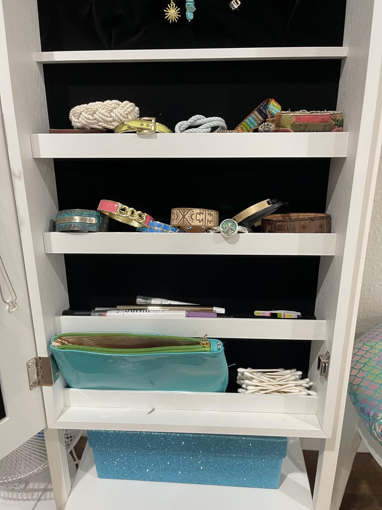 Nicetree Jewelry Cabinet Armoire, 2 Drawers, Full Length Mirror, Pure White customer photo 2