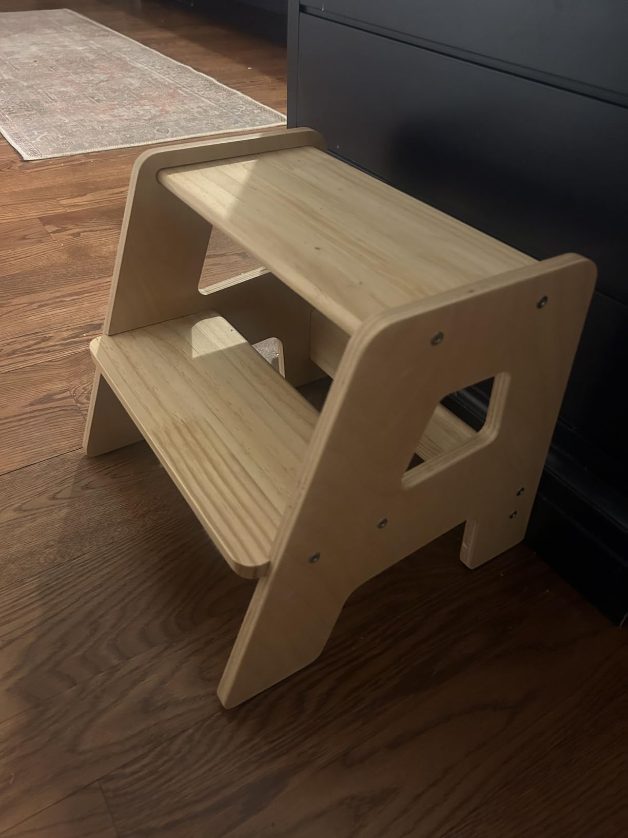 2-Step Wooden Toddler Step Stool for Bathroom Sink & Kitchen Use - White | Non-slip steps and padded feet for extra stability. Lightweight to carry, safely supports ages 2+ and adults up to 250 lbs. customer photo 2