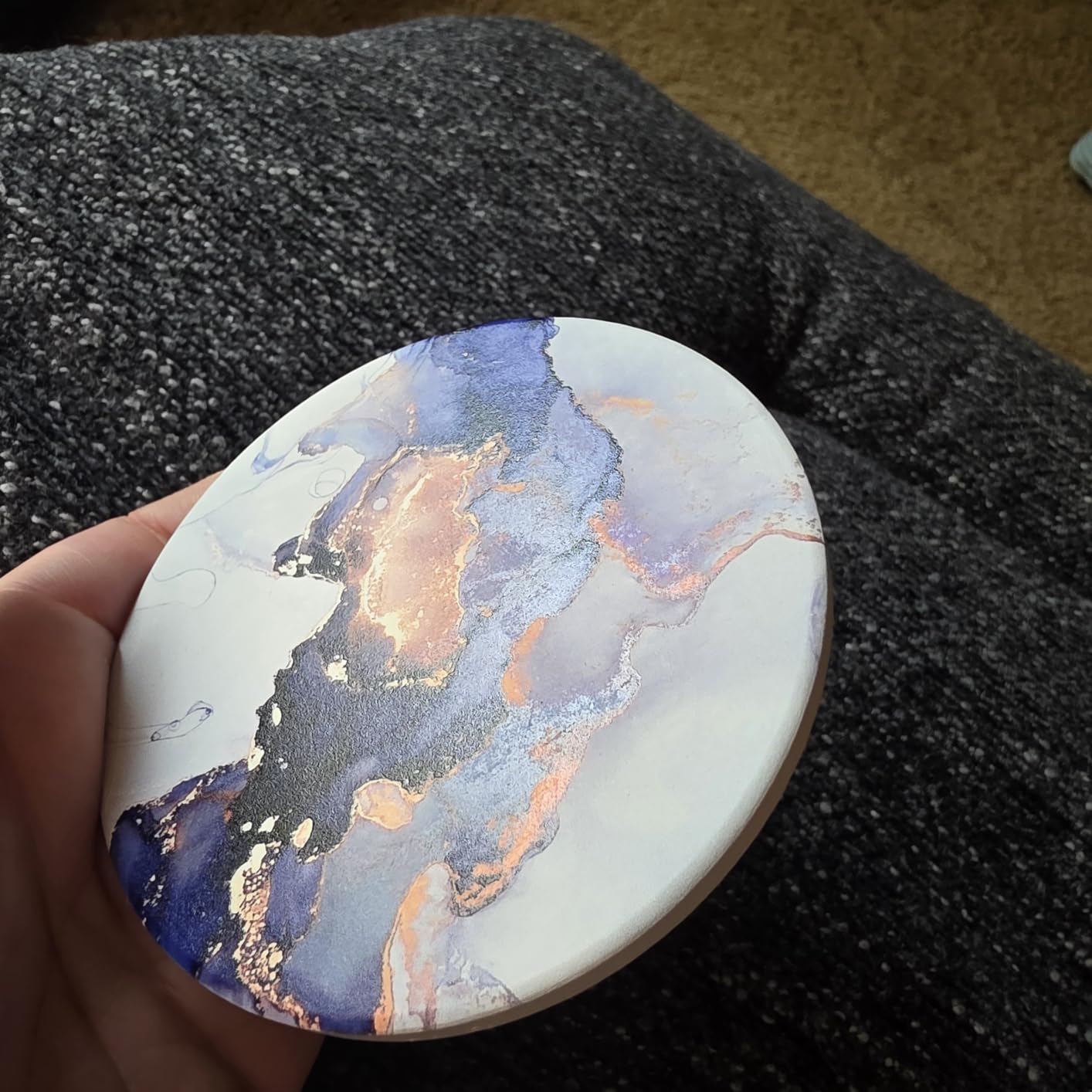 6Pcs Absorbent Coasters Set with Holder,Ceramic Drink Coaster,4 in(A1) | Marble Style Ceramic Drink Coaster,Suitable for Kinds of Cups,Modern Style Coaster for Coffee Table customer photo 1