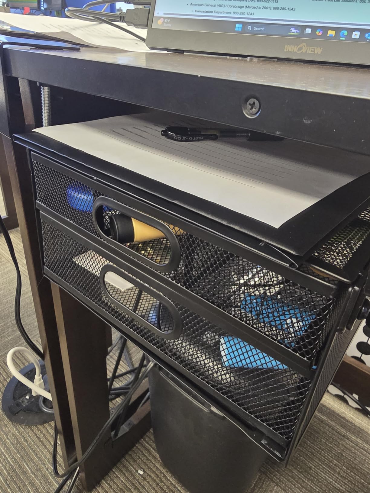 Under Desk Drawer Organizer No Drilling Under Desk Storage Drawer Organizer Metal Under Desk Drawer Suitable for Home and Office (13 Inch) customer photo 2