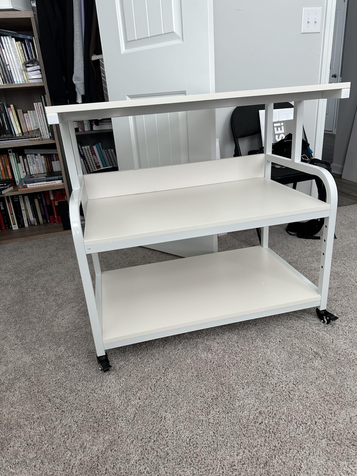 Fannova 32.3 Inch Wide Extra Large Printer Stand with Adjustable Storage Shelf, Heavy Duty Printer Table with Industrial Wheels, 3 Tier Rolling Cart for 3D Printers Wide Format Printers, Rustic Brown customer photo 1