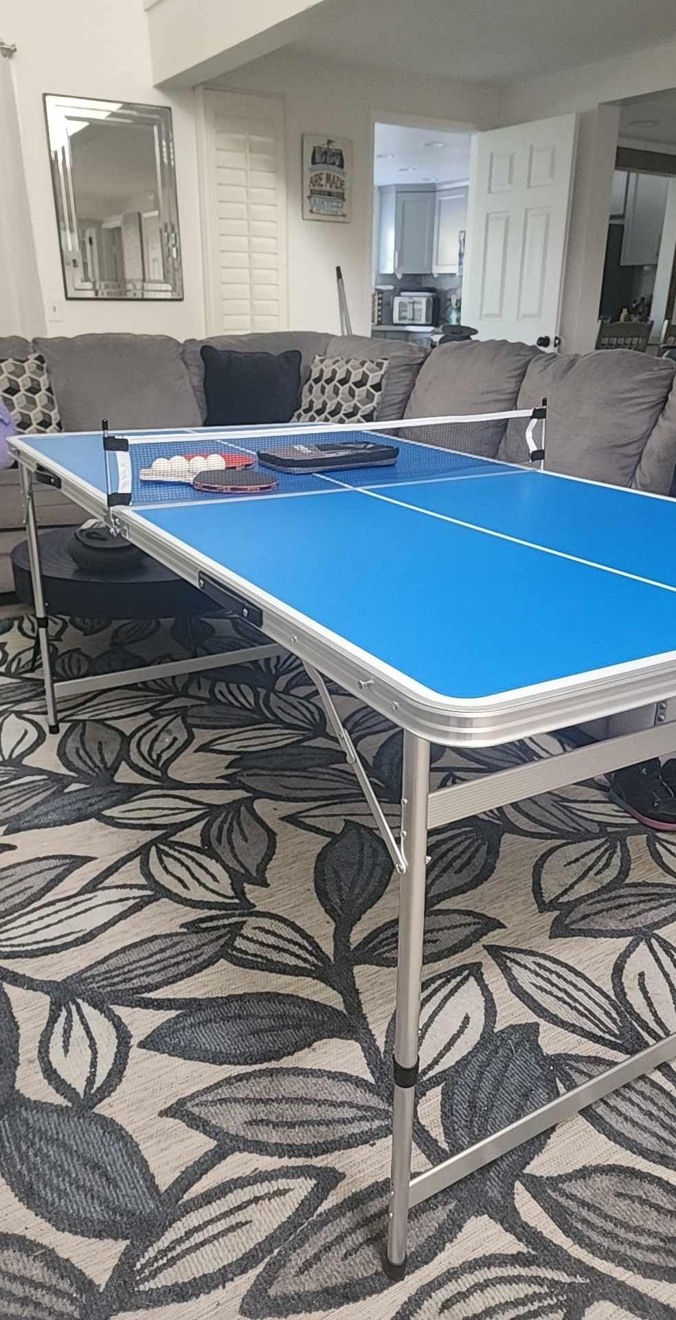 GoSports 6 x 3 ft Mid-Size Table Tennis Table Set with Adjustable Height - Green or Blue customer photo 1