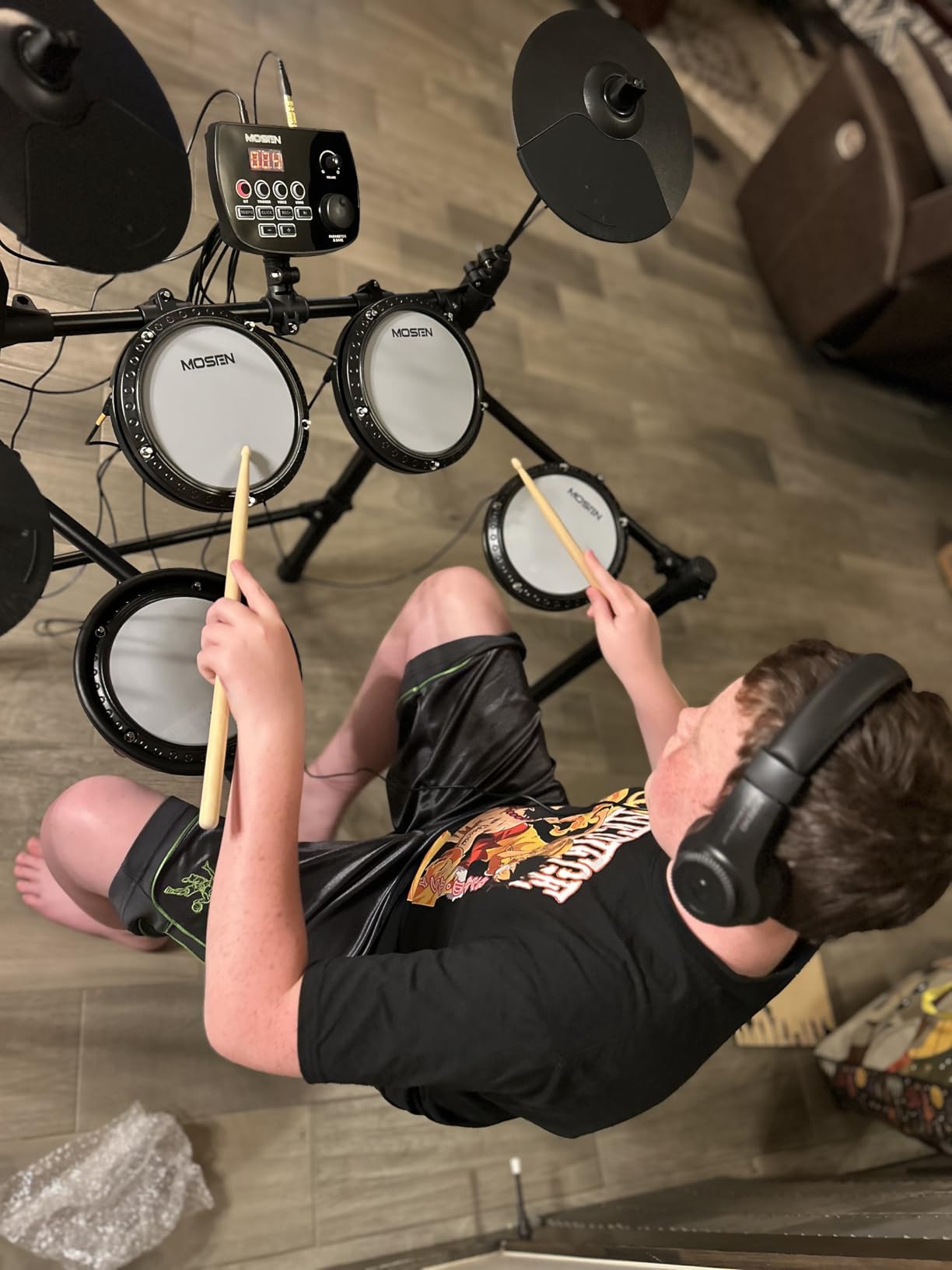 MOSEN Quiet Electric Drum Set Beginner,195+ Sounds & 25 Drum Kits,MED-X3 customer photo 2