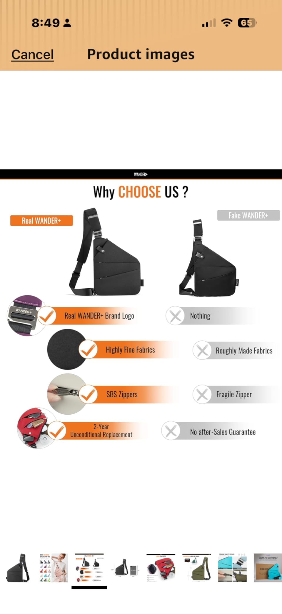 WANDER+® Anti Theft Crossbody Travel Bag for Women Men, Multi-Pocket Crossbody Bag, Slim Sling Bag customer photo 1