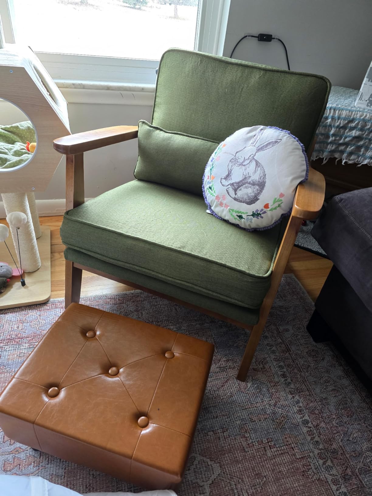 Karl home Mid-Century Lounge Accent Chair, Green customer photo 2