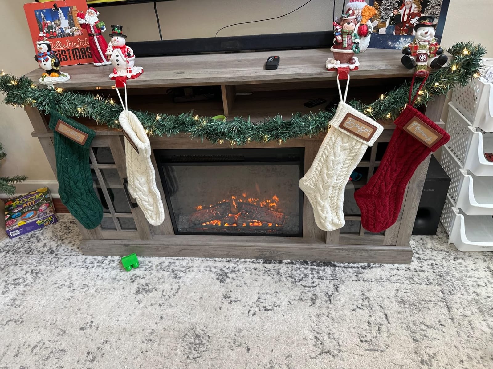 steo spce 4 Pack Personalized Christmas Stocking with Leather Patches Custom Name Family Christmas Stockings, 18.5” Large Knitted Xmas Stockings for Kids, Holiday and Fireplace Party Decoration customer photo 1