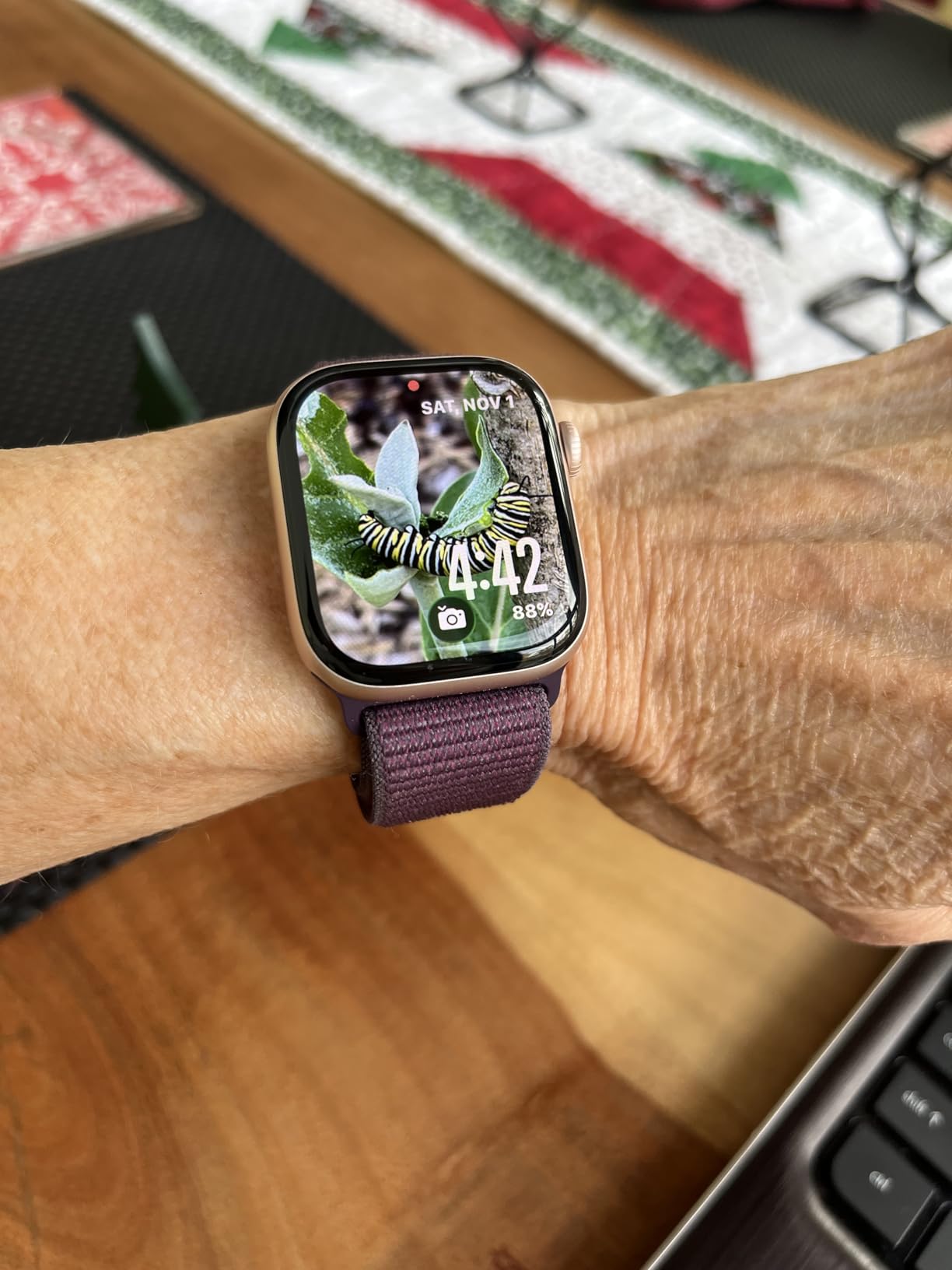 Apple Watch Series 10 [GPS 46mm case] Smartwatch with Rose Gold Aluminum Case with Plum Sport Loop. Fitness Tracker, ECG App, Always-On Retina Display, Carbon Neutral customer photo 2