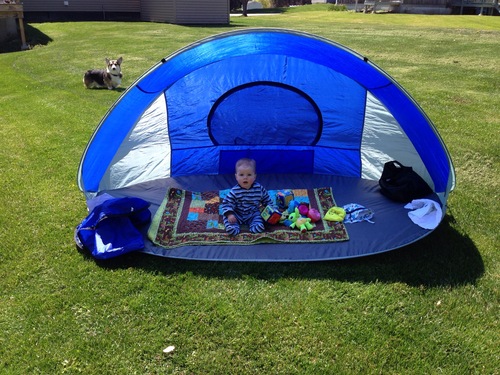 Picnic TIME Manta Portable Beach Tent, Fully-Assembled Pop Up Tent, Beach Shade and Sun Shelter, Instant Outdoor Shade with Carrying Bag for Outdoors and UPF50+ UV Protection, (Light Green) customer photo 2