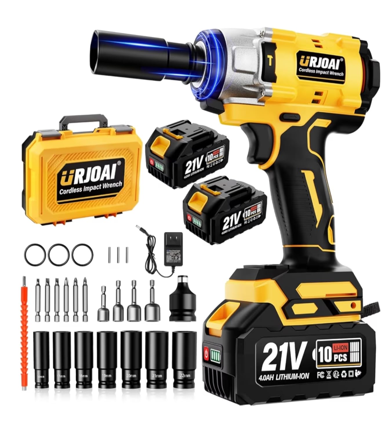 Urjoai Cordless Impact Wrench - 590Ft-lbs (800N.m) Brushless 1/2 inch, 3300RPM High Torque Impact Gun, 2x 4.0Ah Battery, Charger & 7 Sockets, Electric Impact Wrench for Car Home customer photo 1