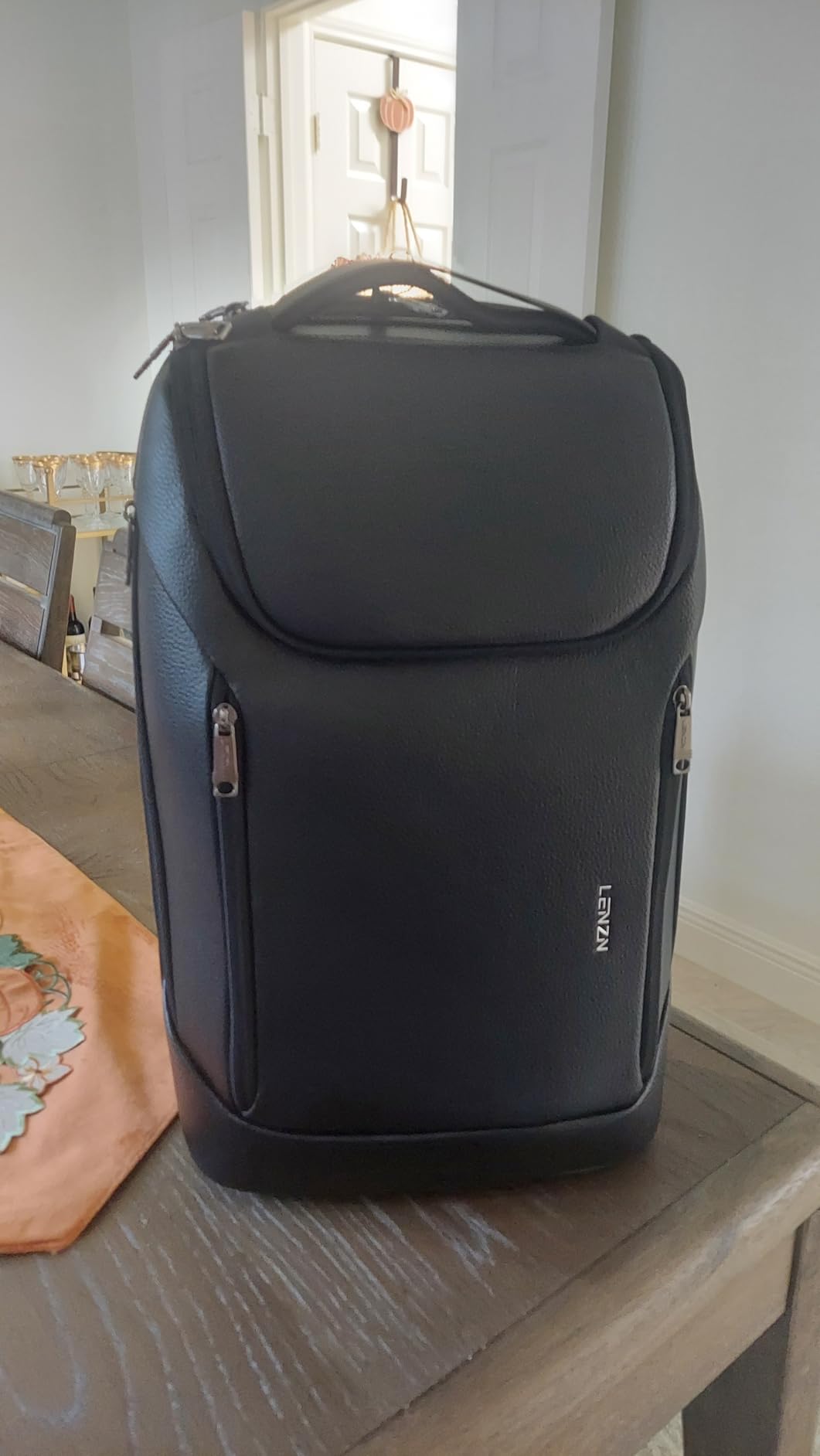 LENZN Durable Leather Laptop Business Backpack Perfect for Men & Women, Work Backpack Fits 15.6 Inch, Premium Quality Travel Bag with USB Charging Port, Water-Resistant, Bookbag with Multiple Pockets customer photo 1