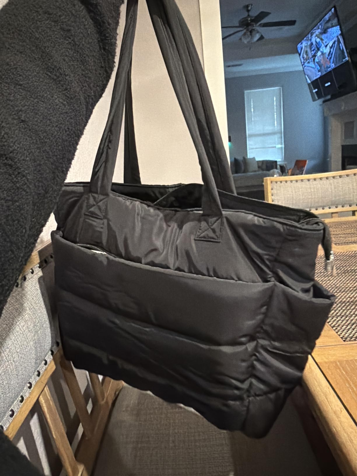 TOPDesign Puffer Tote Bag for Women, Lightweight Puffy Handbag with Compartments, Quilted Shoulder Bag for Work, Travel, Gym customer photo 1