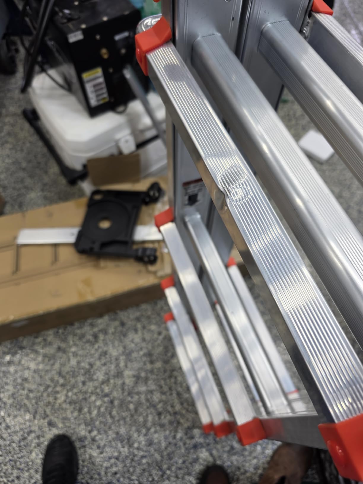Soctone Ladder, A Frame Extension Ladder, 14 Ft Multi Position Ladder | 330 lbs Weight Rating Telescoping Ladder for Household or Outdoor Work, Multi Position with Stabilizer Bar, Orange customer photo 2