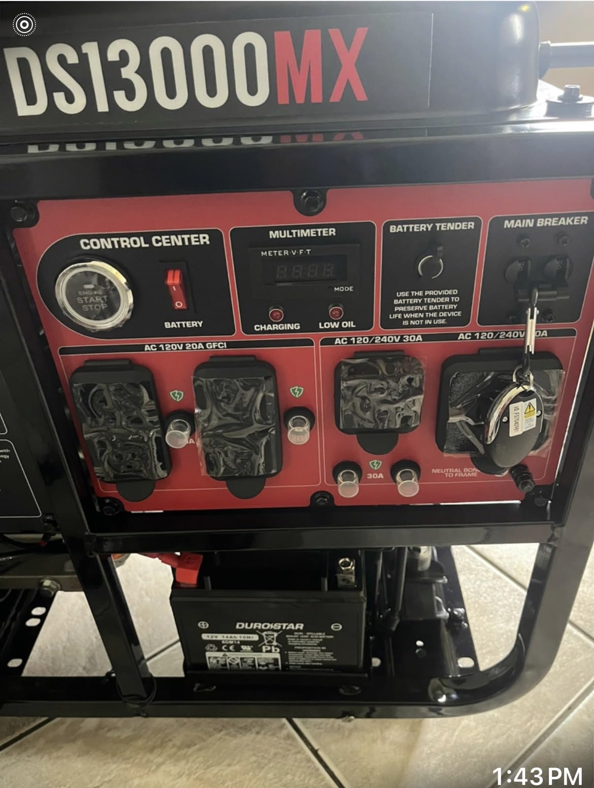 DuroStar DS13000MXT 13,000-Watt 500cc Tri Fuel Portable Generator - Gas, Propane & Natural Gas, Remote Electric Start, Whole Home Power Backup, Transfer Switch Ready, RV & Emergency Ready customer photo 2