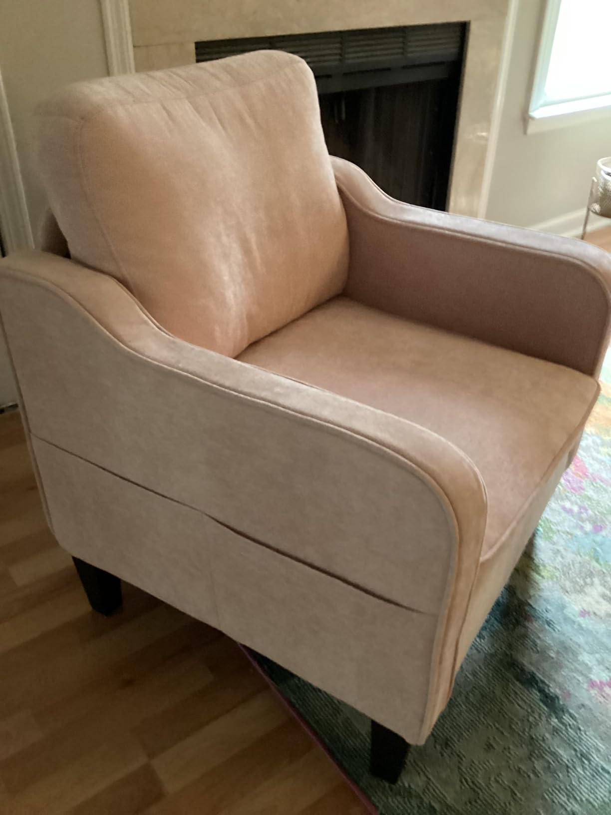 Accent Chair for Living Room, Mid Century Modern Reading Chair for Bedroom, Upholstered Armchair with Side Pockets, Comfy Single Sofa Side Chair for Office, Apartment, Small Room, Black customer photo 1