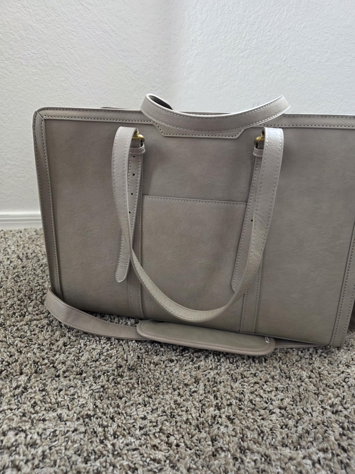 LOVEVOOK Laptop Bag for Women, Vintage Leather 15.6 Inch Work Tote with Large Cup Holder, Teacher Professional Computer Bag with Clutch Purse and Tassel for Office Business customer photo 2