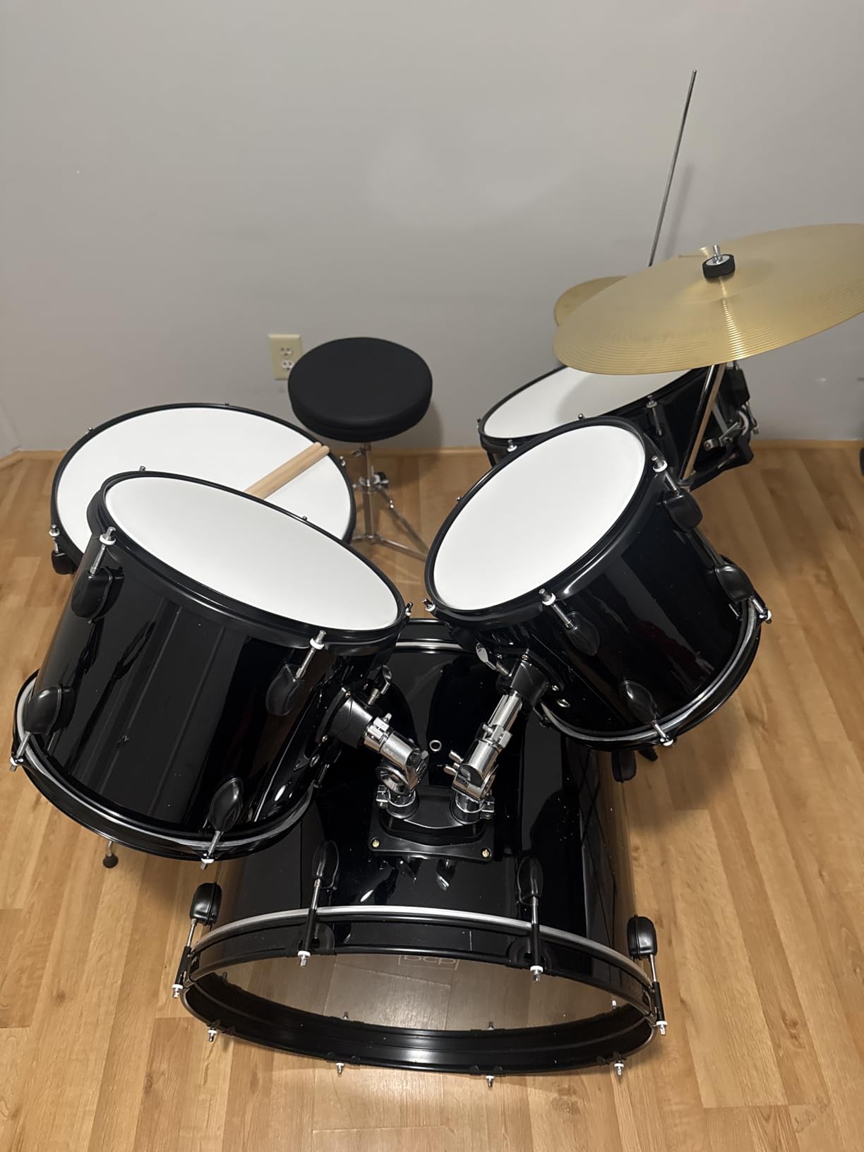 Best Choice Products 5-Piece Full Size Complete Adult Drum Set w/Cymbal Stands, Stool, Drum Pedal, Sticks, Floor Tom - Pink Sparkle customer photo 2