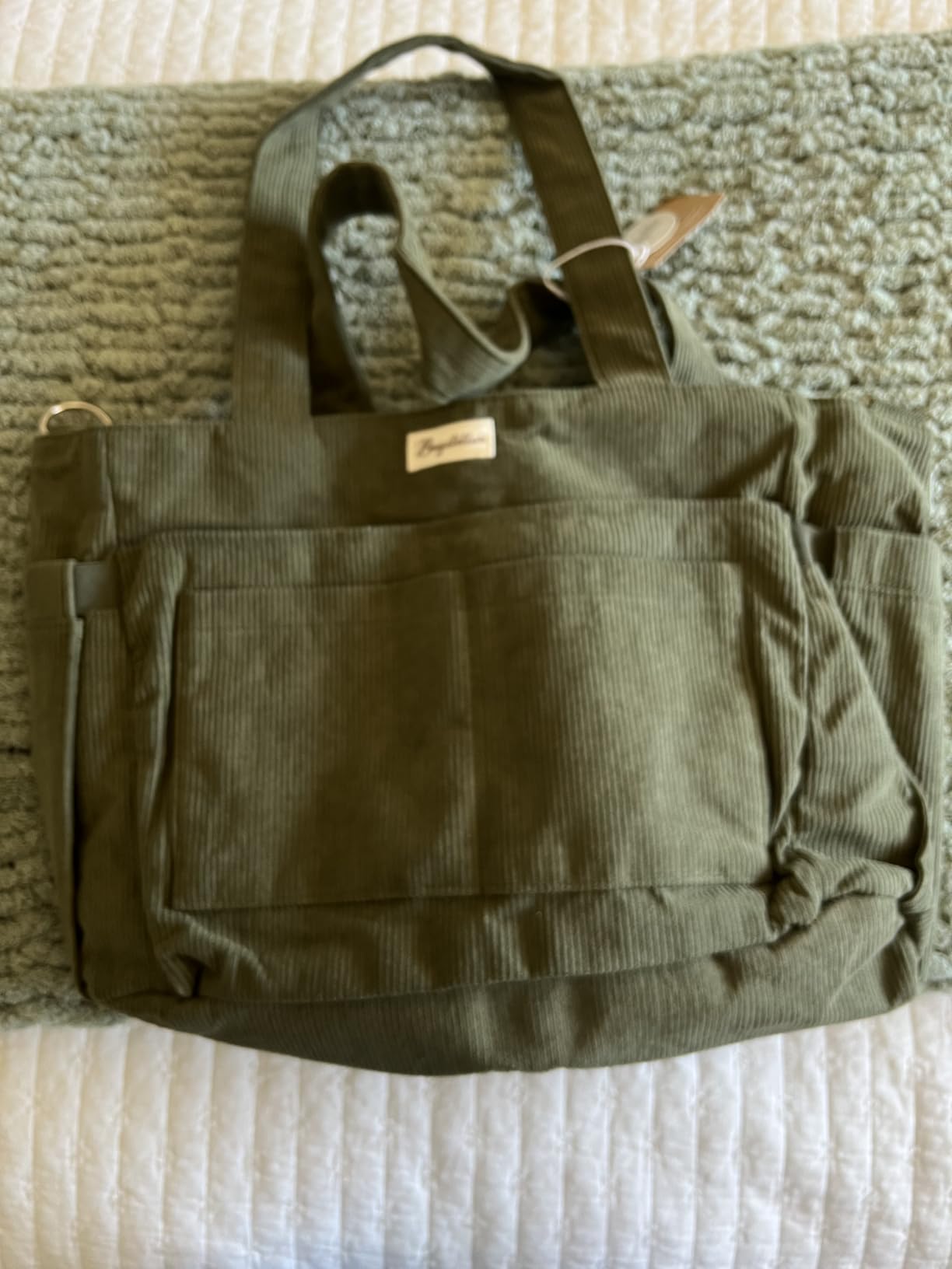 Bagstellar Corduroy Tote Bag for Women, 17 Pockets Laptop Work Tote Purse customer photo 2