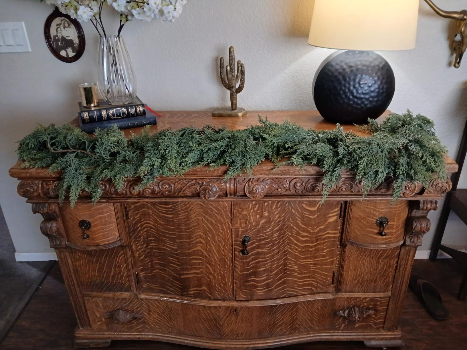 2PCS 9FT Halloween Cedar Garland, Black Real Touch Christmas Decorations customer photo 1