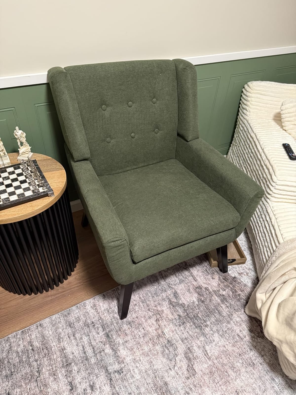 HUIMO Accent Chair for Living Room,Upholstered Button Fabic Armchair Chair customer photo 2