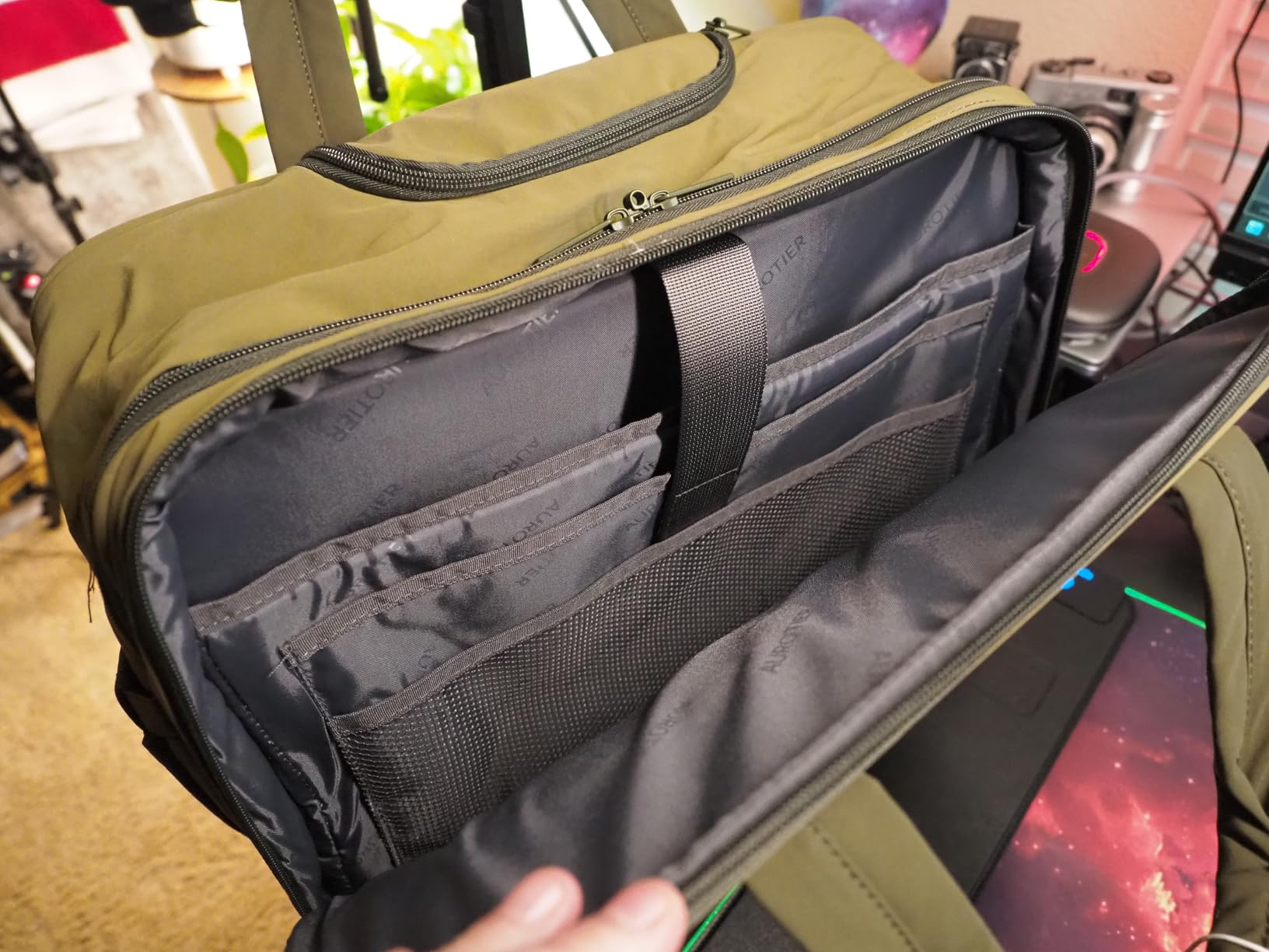 Rolling Puffer Laptop Bag, Rolling Briefcase for Women, Wheeled 16 Inch Computer Bag, Water Resistant Stylish Overnight Underseat Carry On Luggage with Wheels for Work Travel Business,Beige Brown customer photo 1