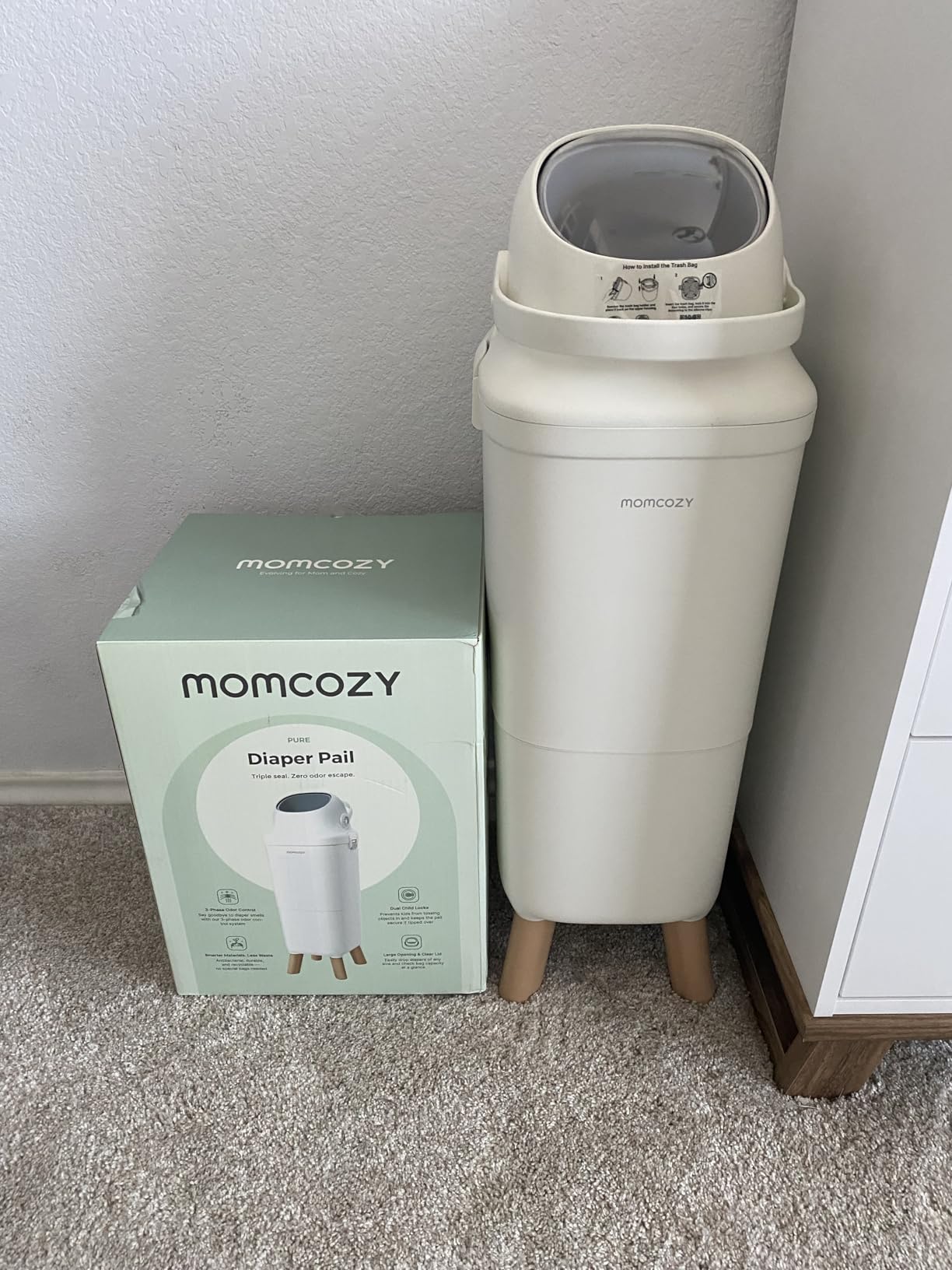 Momcozy Diaper Pail, Triple-Seal Odor Control, Fits Standard Trash Bags customer photo 2
