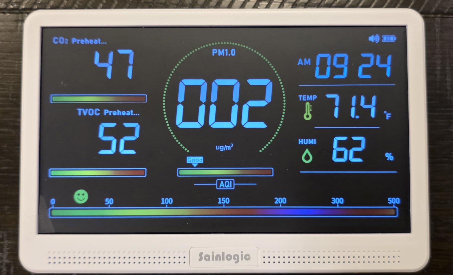 Sainlogic Air Quality Monitor Indoor, 16 in 1 VOC Meter, CO2, HCHO, TVOC, PM2.5, PM1.0, PM10, Humidity, Temperature, 7.2